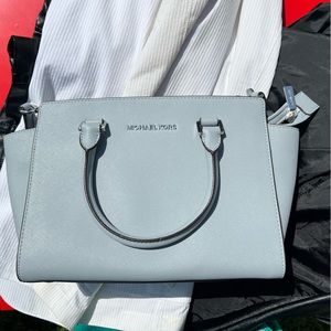 Micheal kors SELMA SAFFIANO LEATHER MEDIUM SATCHEL blue